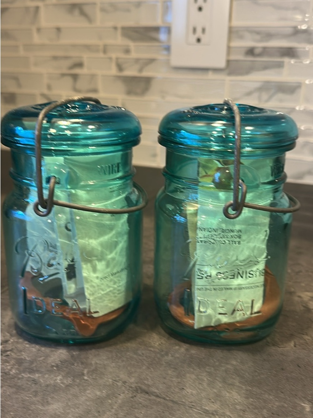 Set of 2 Vintage Ball Bicentennial Wire Top Jars NOS New Old Stock Complete